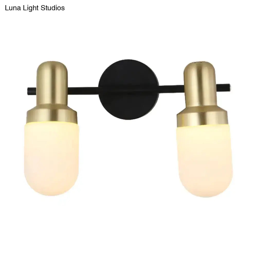 Brass and Black Glass Sconce Light for Bedroom
