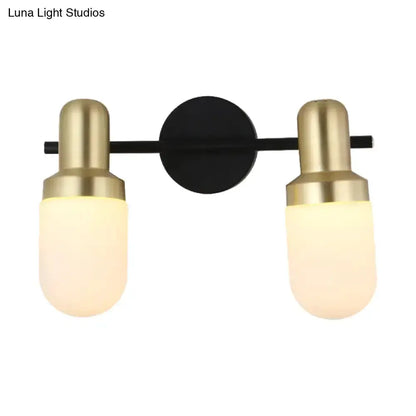 Brass and Black Glass Sconce Light for Bedroom