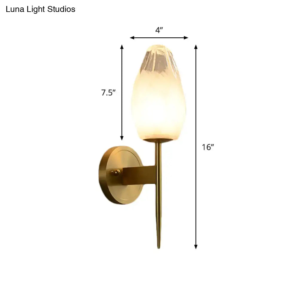 Decorbites brass glass post-modern wall sconce with frosted shade, wall mount on Tampa Home & Garden Store