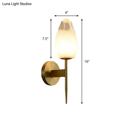 Decorbites brass glass post-modern wall sconce with frosted shade, wall mount on Tampa Home & Garden Store