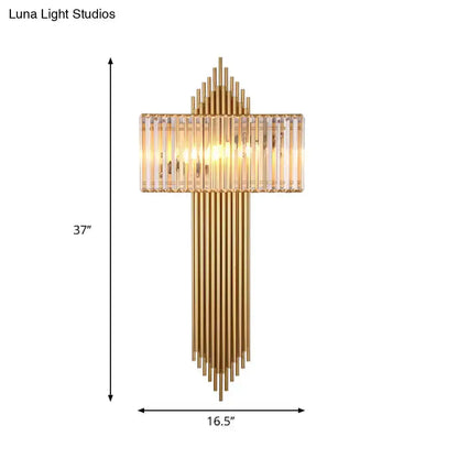 Decorbites brass and crystal rectangular wall sconce, gold finish, 37in tall x 16.5in wide on Tampa Home & Garden Store