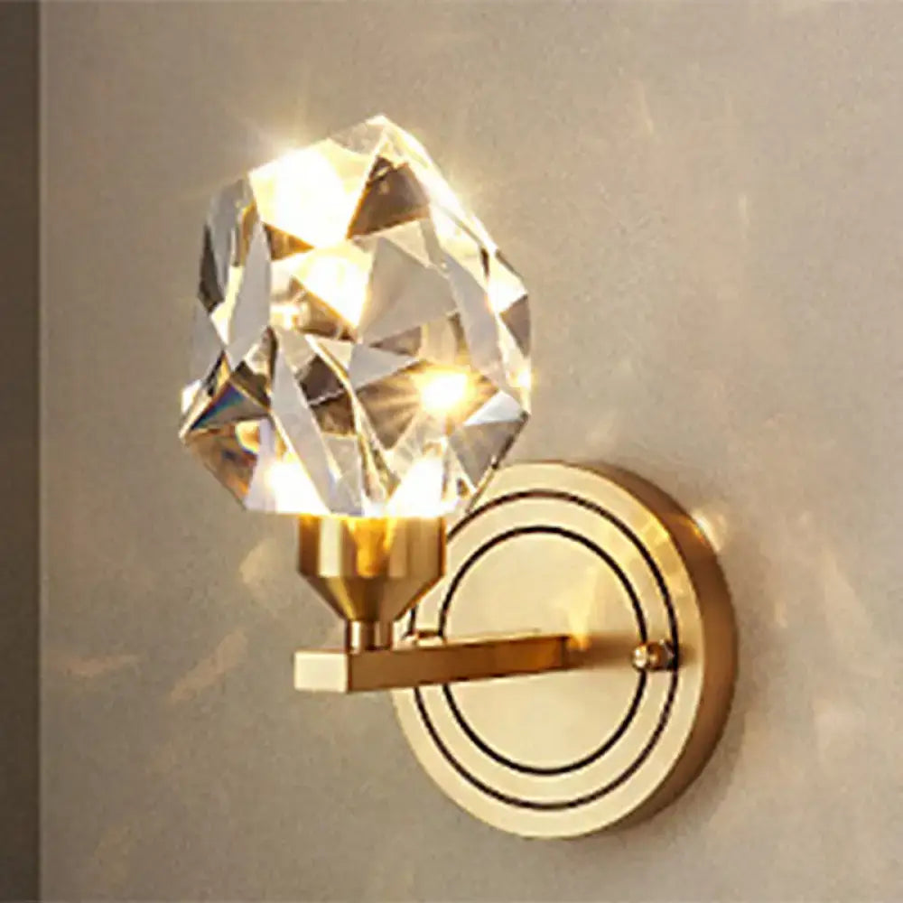 Brass crystal wall mount sconce by Decorbites with diamond crystal shade and gold finish on Tampa Home & Garden Store