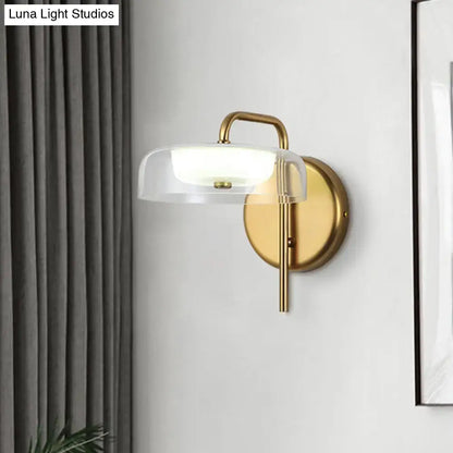 Brass Glass 10-Inch Wall Lamp with clear glass shade and brass backplate on Tampa Home & Garden Store