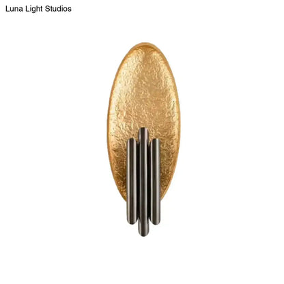 Brass Glass Direct-Wired Wall Sconce with hammered gold backplate and dark metal rods on Tampa Home & Garden Store
