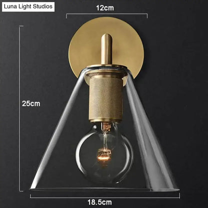 Brass Glass Wall Lamp by Decorbites with clear glass side panels and exposed bulb wall sconce on Tampa Home & Garden Store