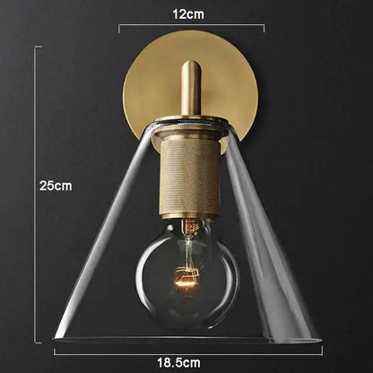 Brass Glass Wall Lamp wall sconce by Decorbites with gold finish and clear glass shade on Tampa Home & Garden Store