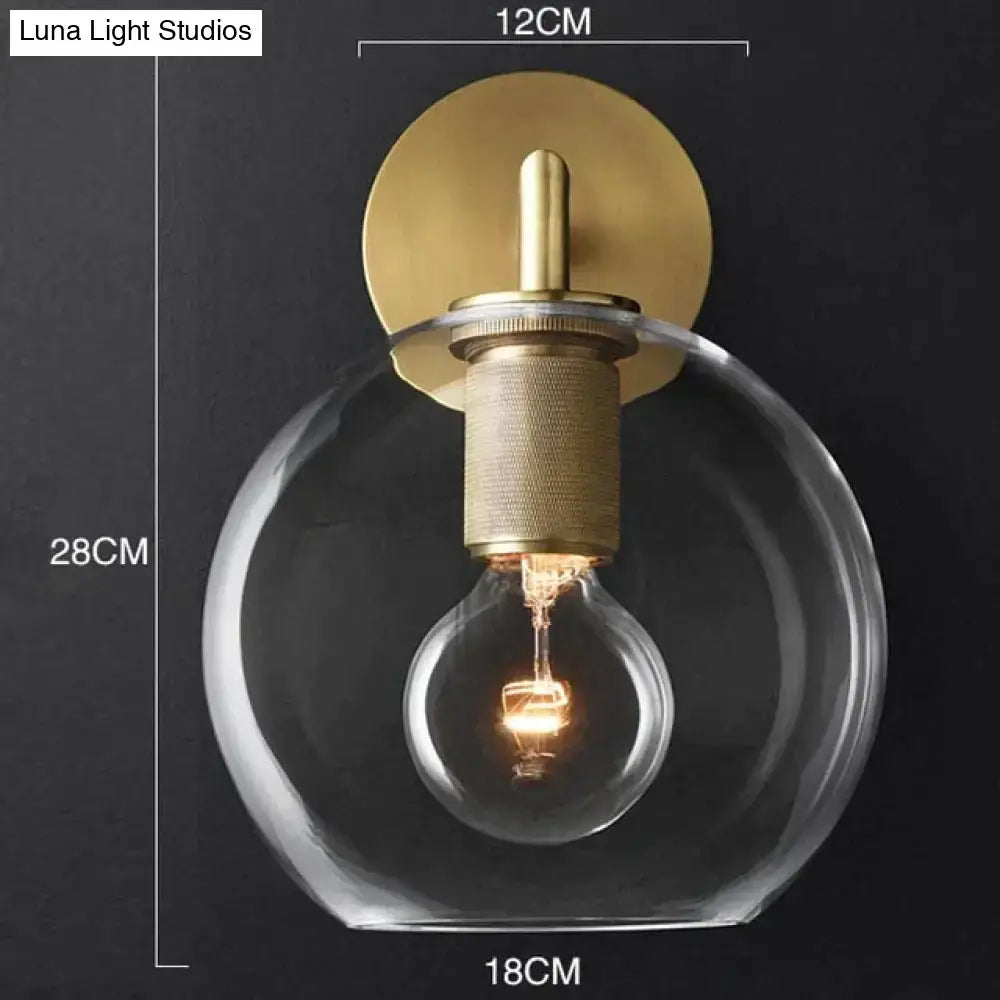Brass Glass Wall Lamp wall sconce with clear globe by Decorbites on Tampa Home & Garden Store