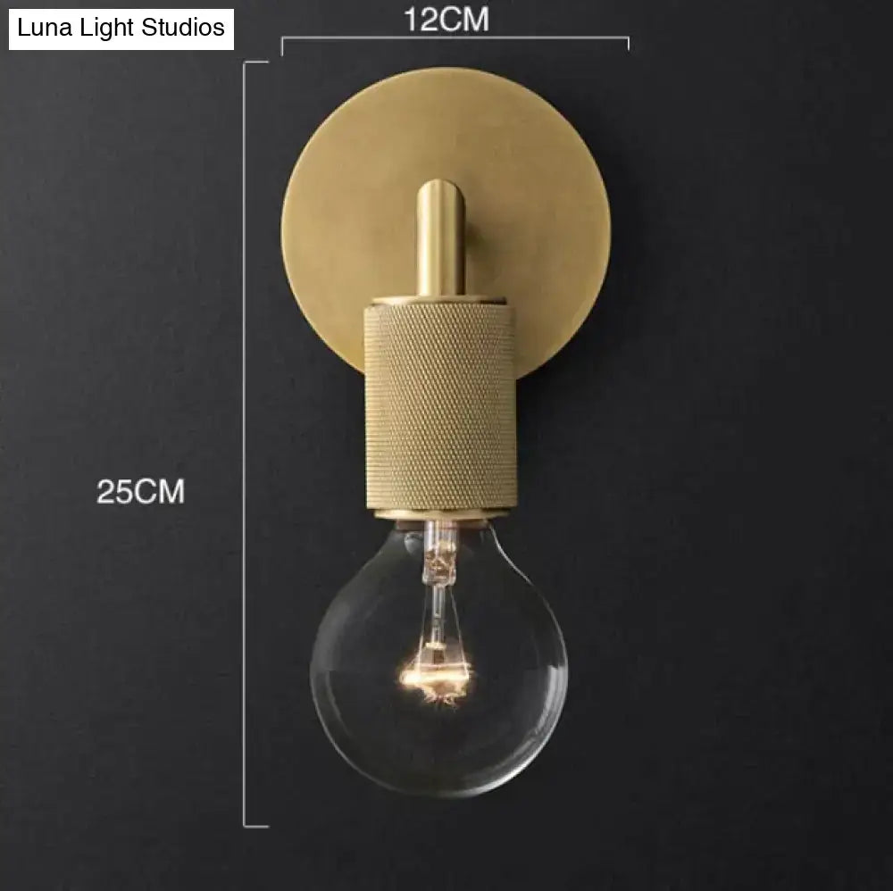 Brass Glass Wall Lamp sconce with round backplate knurled holder Edison bulb by Decorbites on Tampa Home & Garden Store