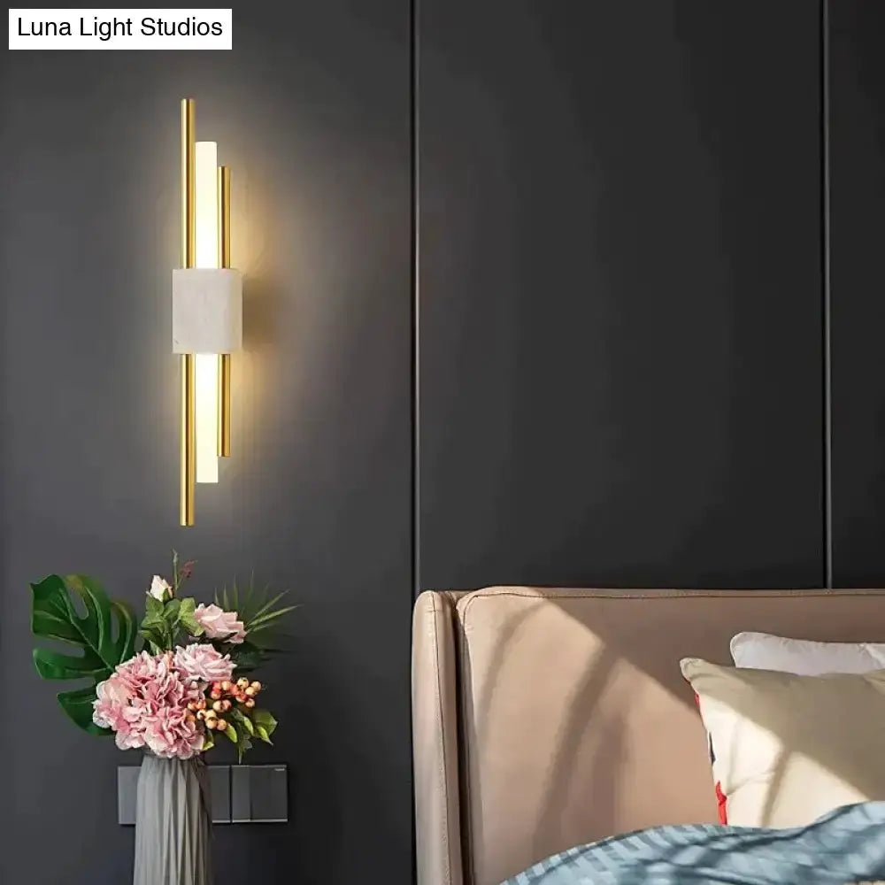 Modern brass and green marble LED wall lamp for living room by Decorbites on Tampa Home & Garden Store