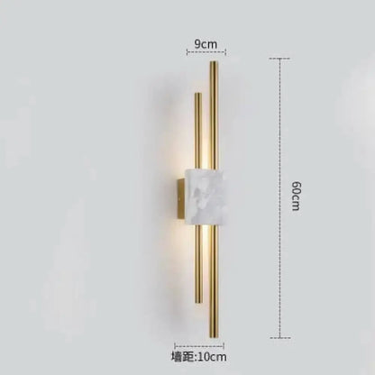 Brass and Green Marble Led Wall Lamp Living Room