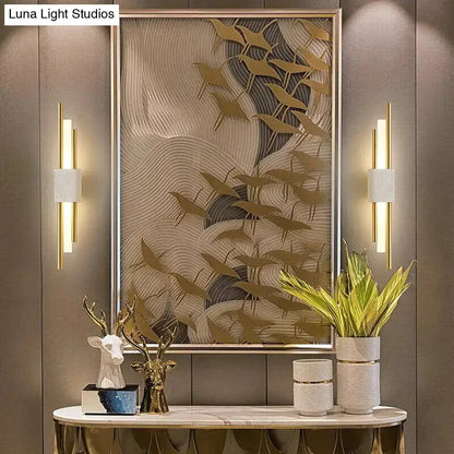 Pair of modern brass and marble LED wall lights for living room by Decorbites on Tampa Home & Garden Store