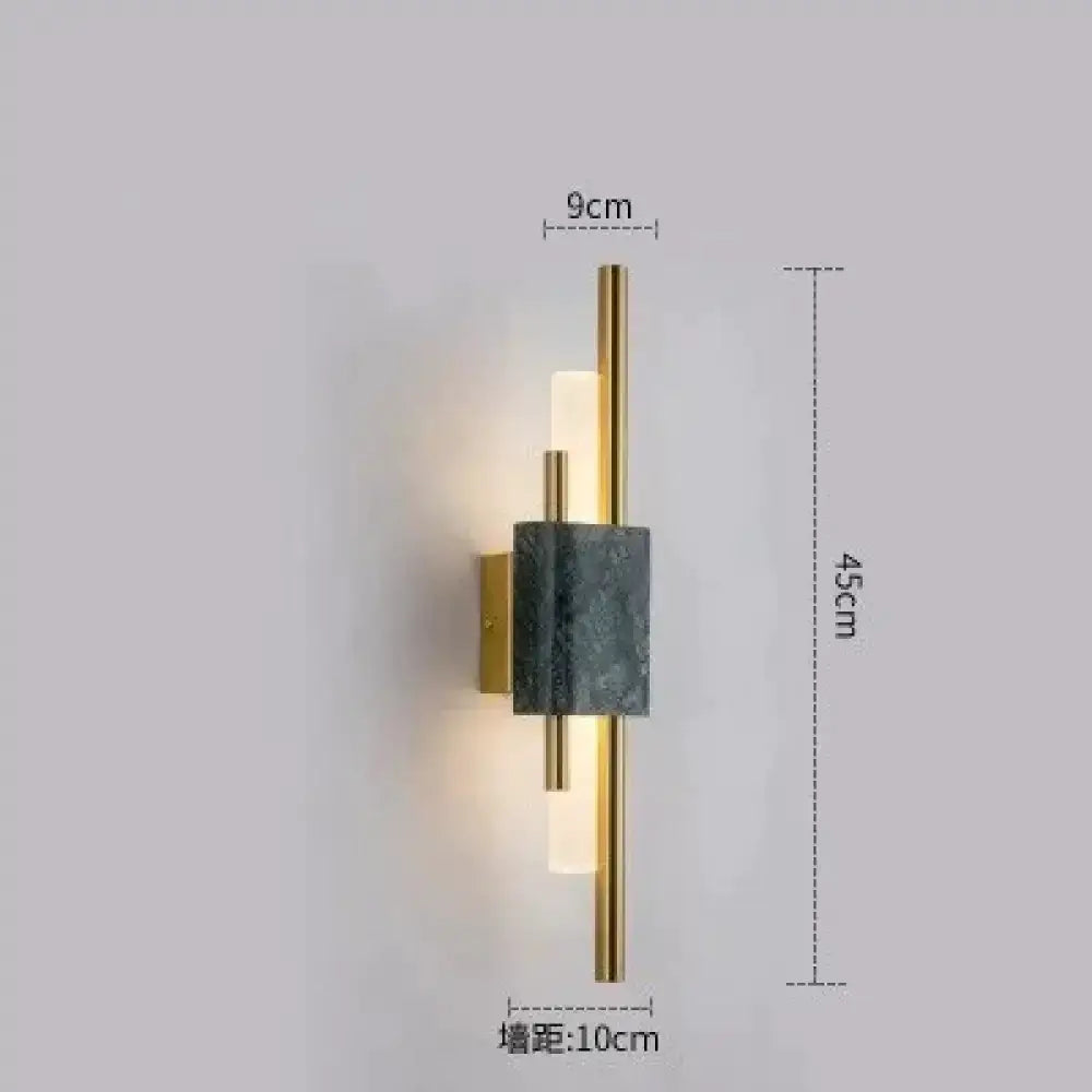 Brass and Green Marble Led Wall Lamp Living Room