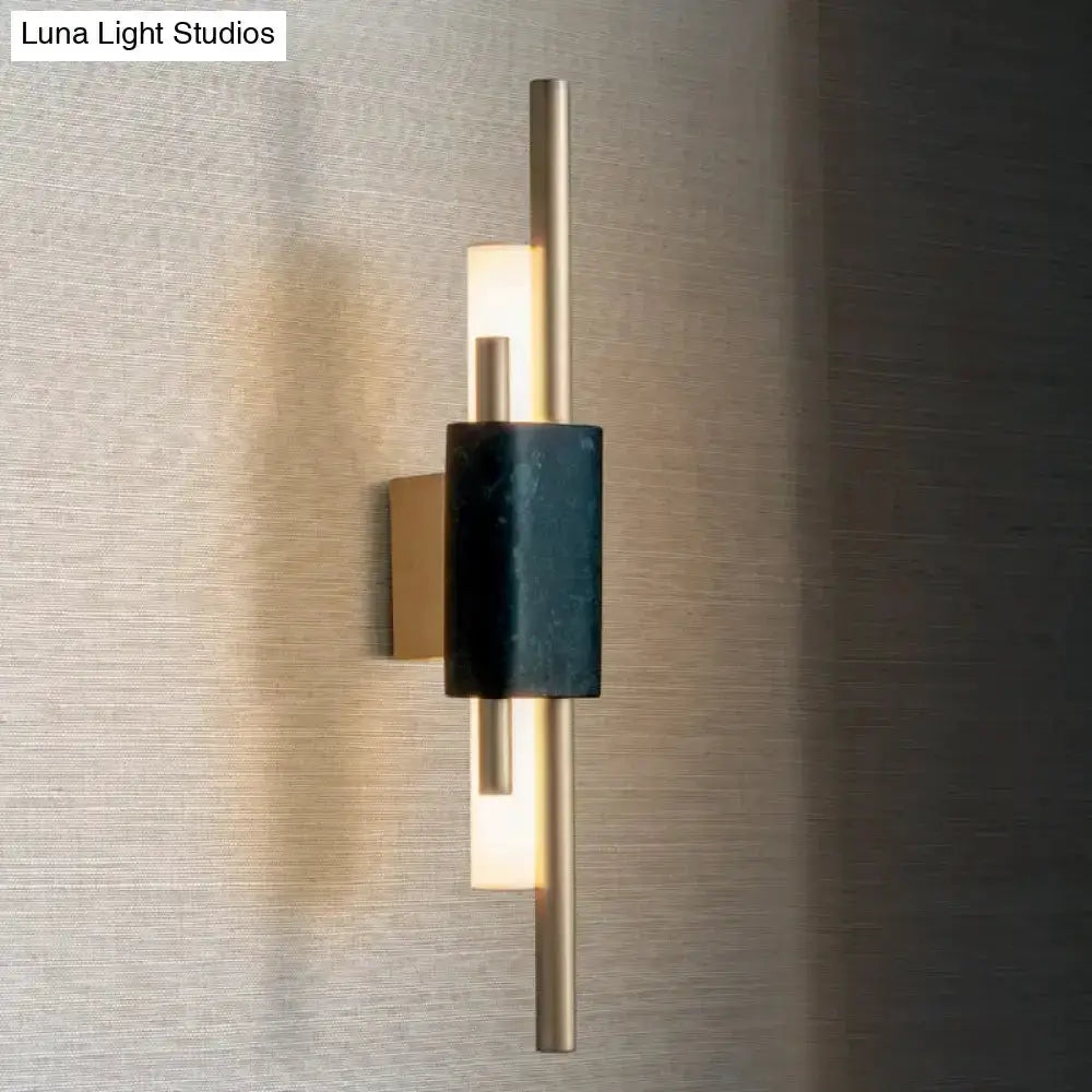 Brass and Green Marble Led Wall Lamp Living Room