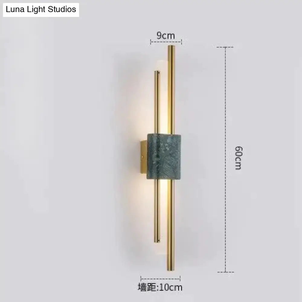 Wall Light modern brass and green marble LED fixture for living room by Decorbites on Tampa Home & Garden Store