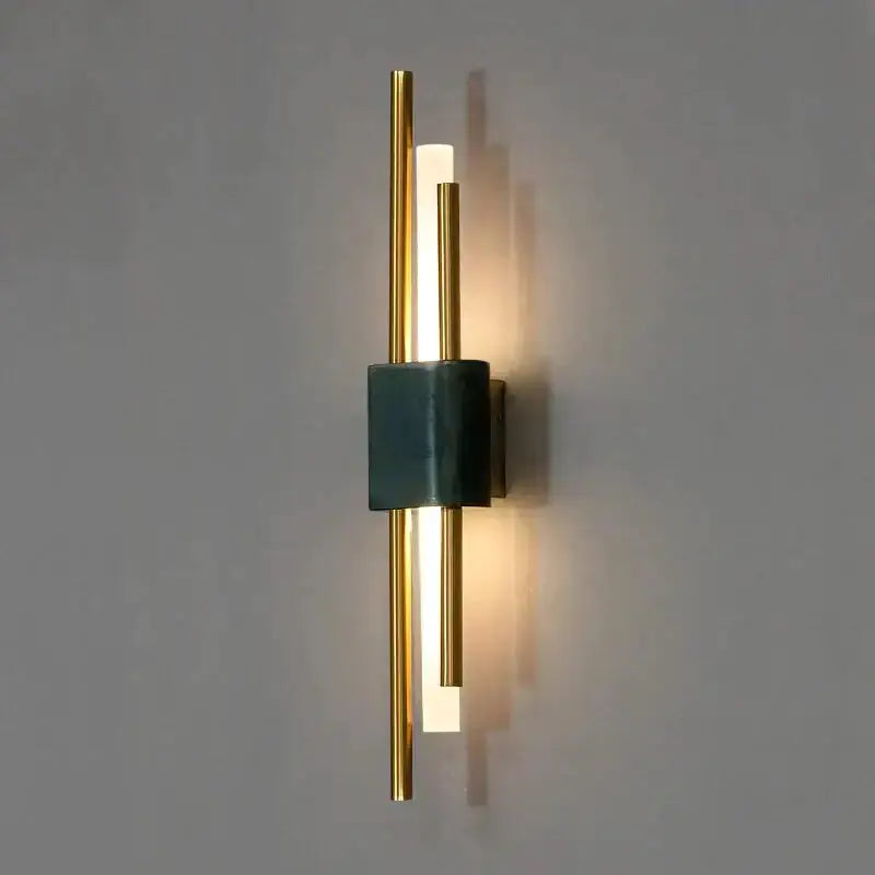 Brass and Green Marble Led Wall Lamp Living Room