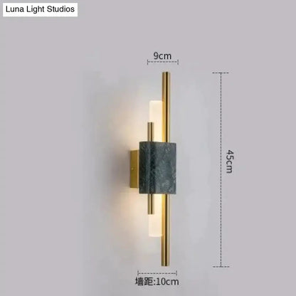 Modern brass and green marble LED wall lamp by Decorbites for living room on Tampa Home & Garden Store