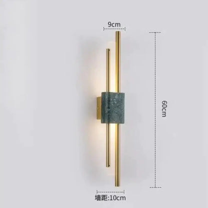 Brass and Green Marble Led Wall Lamp Living Room