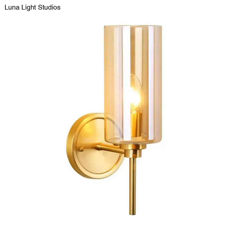 Brass smoked glass single-light sconce Decorbites wall lamp on Tampa Home & Garden Store