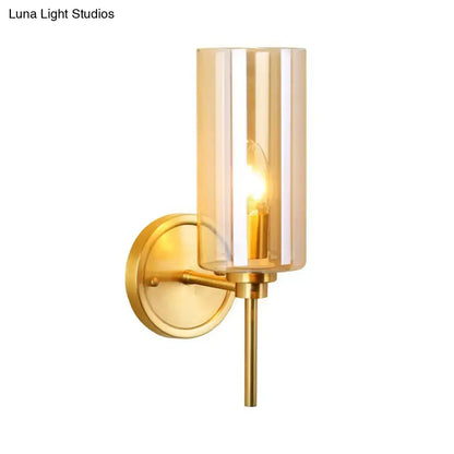 Brass smoked glass single-light sconce Decorbites wall lamp on Tampa Home & Garden Store
