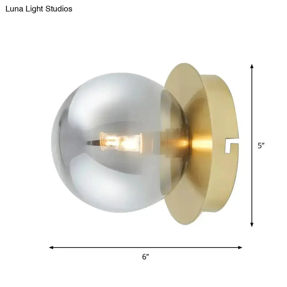 Modern brass wall lamp with smoky glass shade by Decorbites, 6in wide x 5in tall on Tampa Home & Garden Store