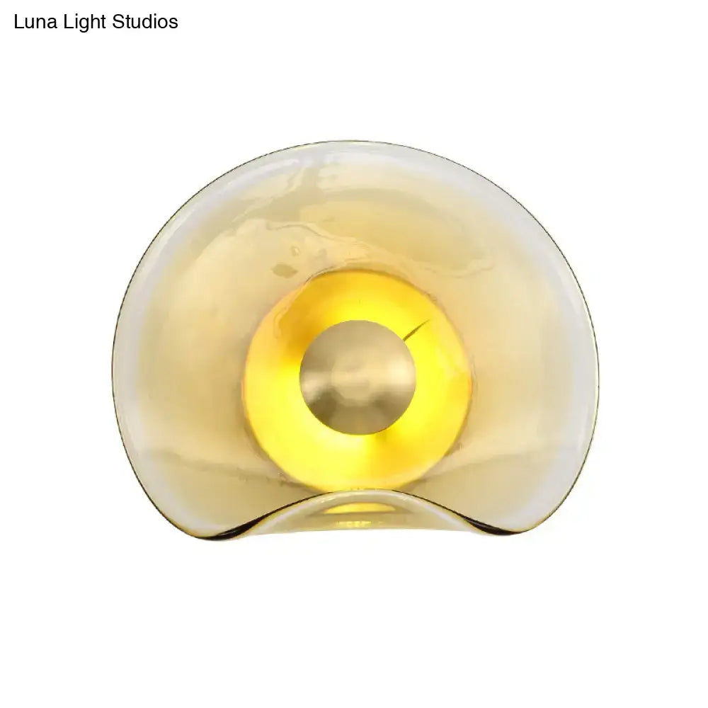 Brass Tan Glass Refined Sconce with bubble glass and warm glow wall light on Tampa Home & Garden Store
