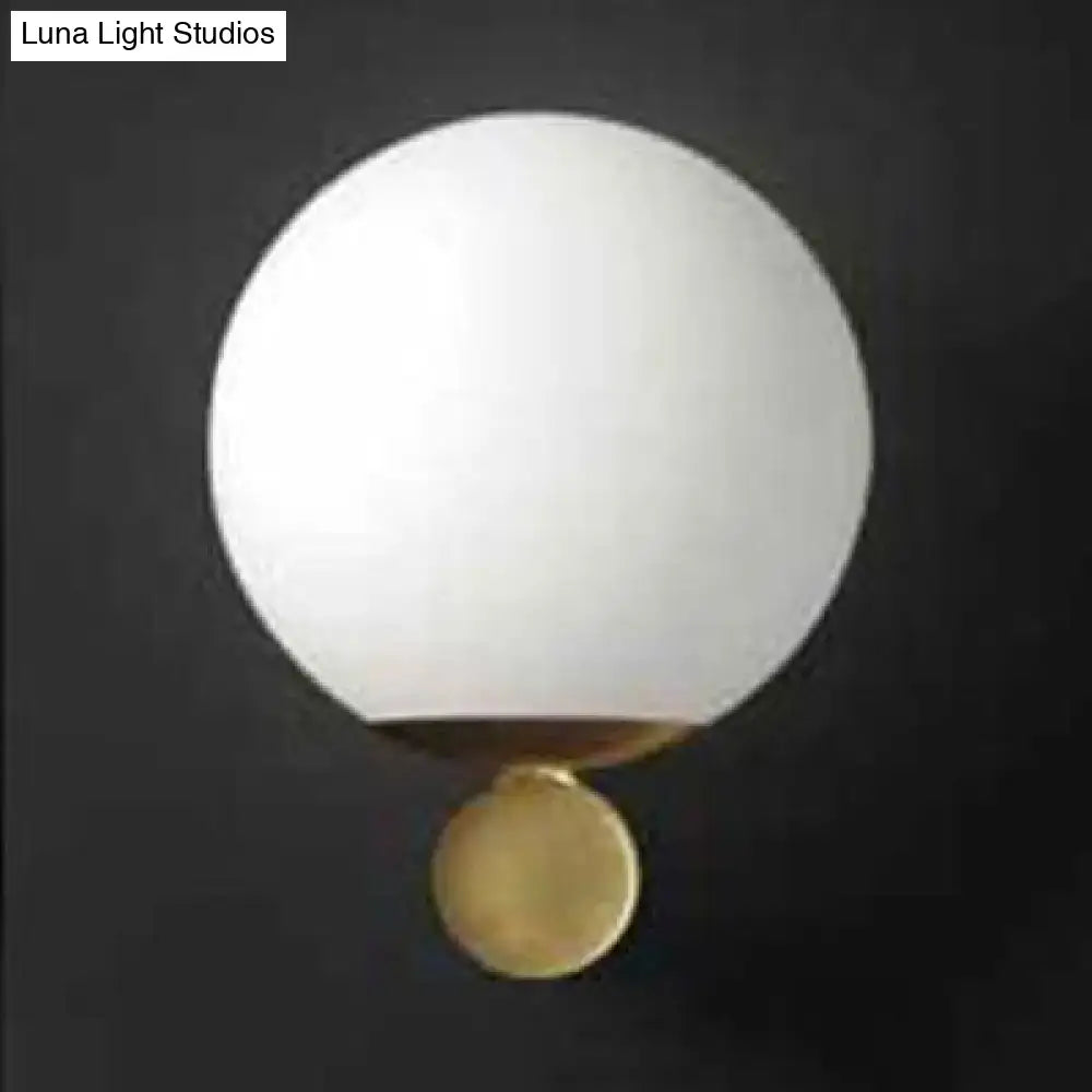 Brass Glass Sphere Sconce by Decorbites, white globe shade, wall-mount lighting on Tampa Home & Garden Store