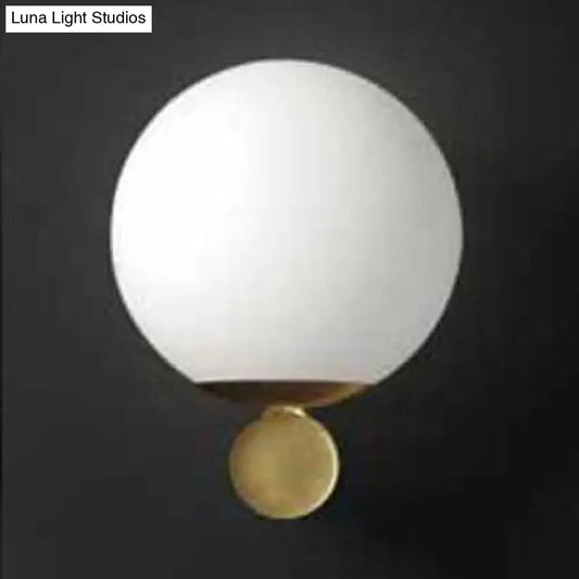 Brass Glass Sphere Sconce by Decorbites, white globe shade, wall-mount lighting on Tampa Home & Garden Store