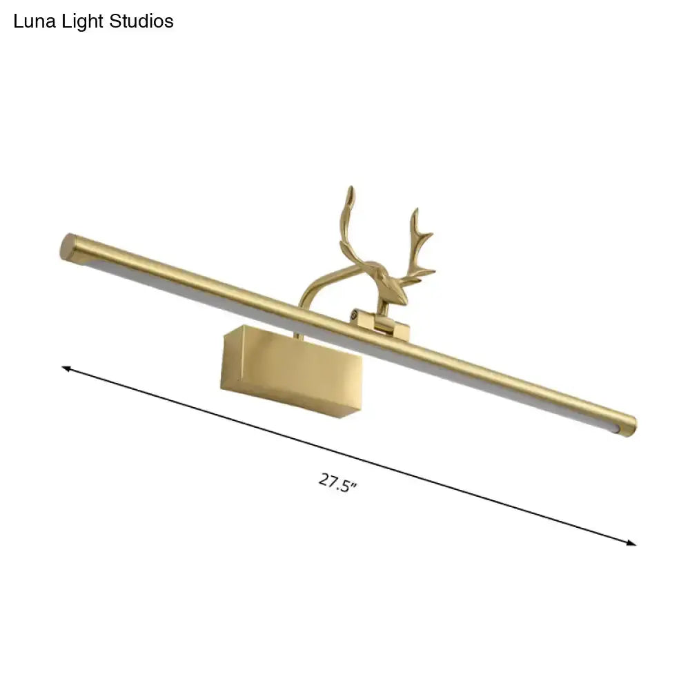 Modern brass antler LED wall light vanity fixture by Decorbites with bar and antler accents on Tampa Home & Garden Store