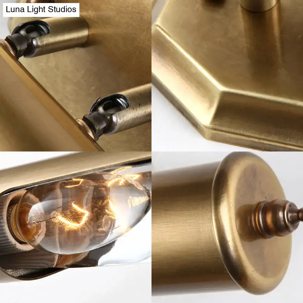 Brass Glass Wall Sconce Two-Bulb Vanity by Decorbites with clear glass shade on Tampa Home & Garden Store