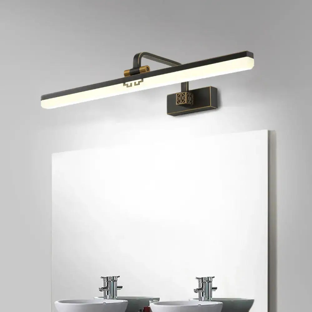 Brass Black Wall Sconce by Decorbites modern long bar light with backplate above mirror on Tampa Home & Garden Store