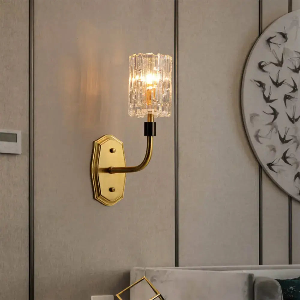 Brass glass wall sconce by Decorbites with clear crystal shade 1-light on Tampa Home & Garden Store