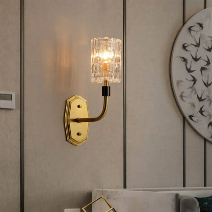 Brass glass wall sconce by Decorbites with clear crystal shade 1-light on Tampa Home & Garden Store