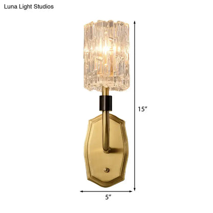 Brass glass wall sconce with crystal shade, 1-2 light hallway fixture Decorbites on Tampa Home & Garden Store