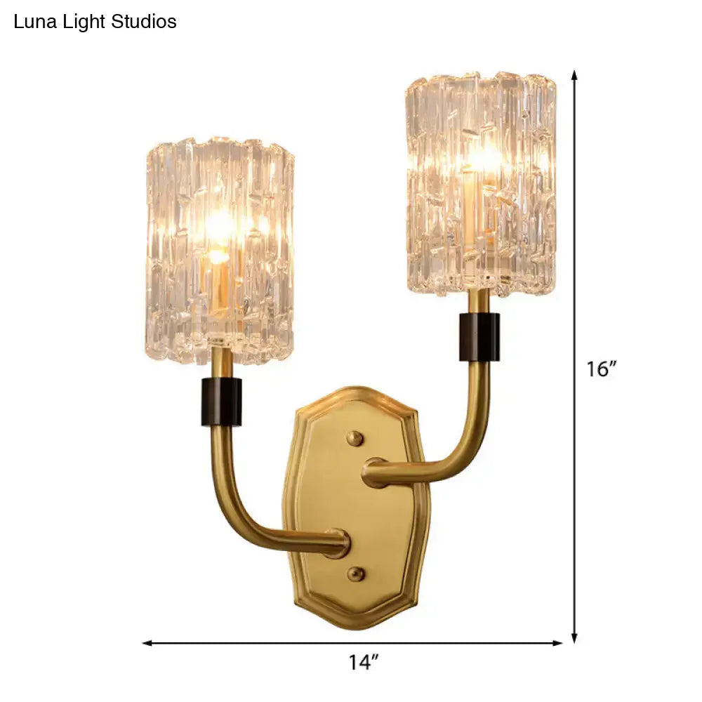 Brass glass wall sconce with 1-2 lights and dual arms by Decorbites hallway lighting fixture on Tampa Home & Garden Store