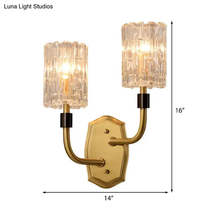 Brass glass wall sconce with 1-2 lights and dual arms by Decorbites hallway lighting fixture on Tampa Home & Garden Store