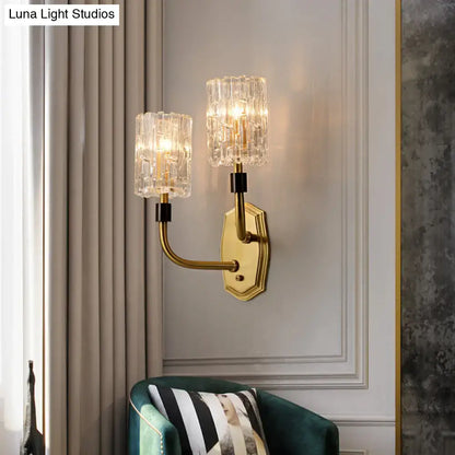 Brass Glass Wall Sconce 1-2 Light Hallway by Decorbites with crystal shades, gold finish on Tampa Home & Garden Store
