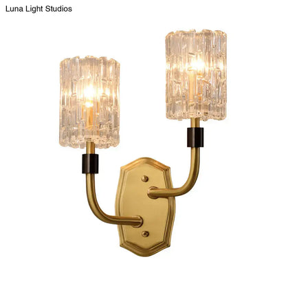 Brass glass wall sconce Decorbites, 2-light hallway with crystal shades on Tampa Home & Garden Store