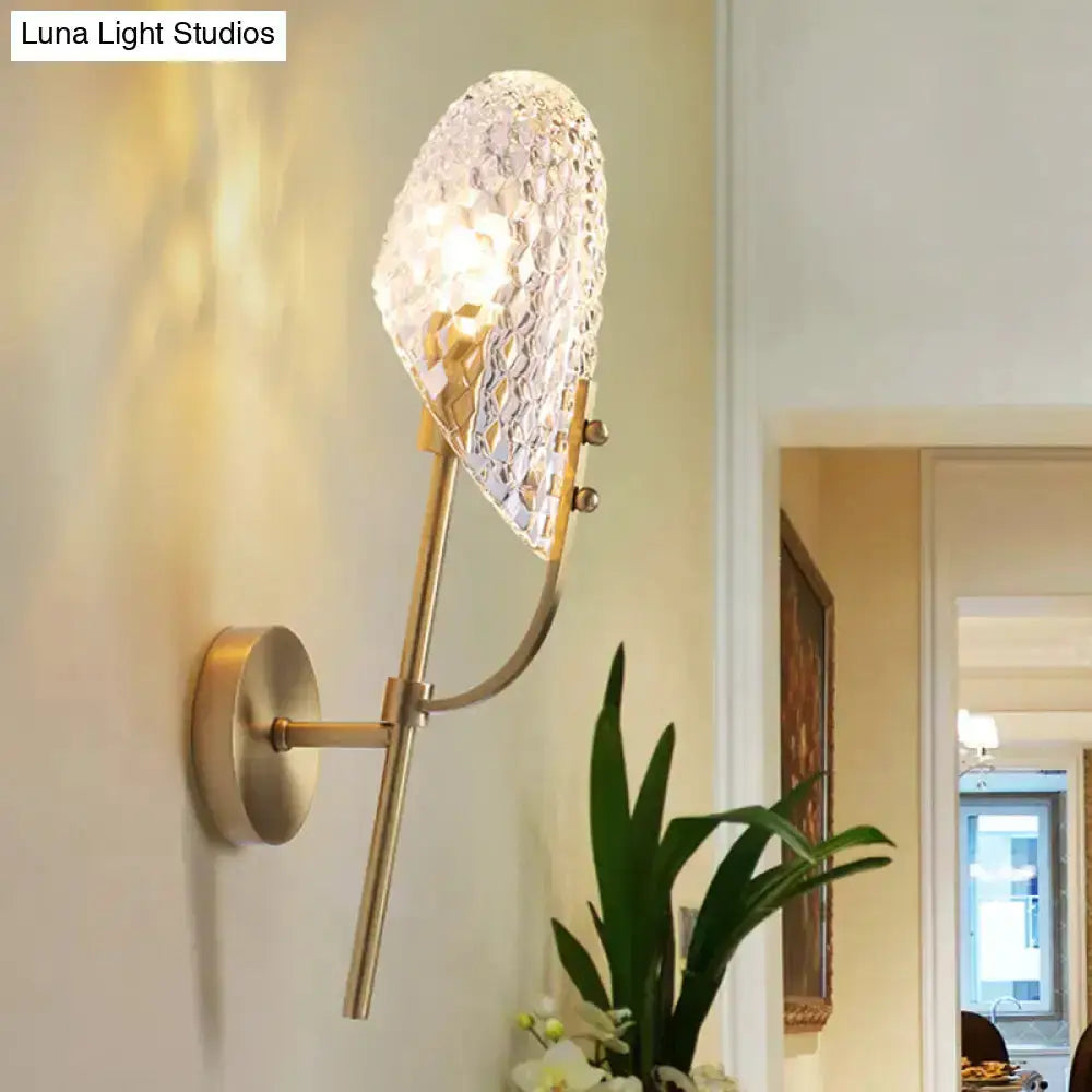 Modern brass crystal beveled hallway sconce wall-mounted by Decorbites with faceted glass shade on Tampa Home & Garden Store