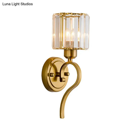 Crystal Cylinder Wall Sconce Decorbites brass finish with crystal shade on Tampa Home & Garden Store