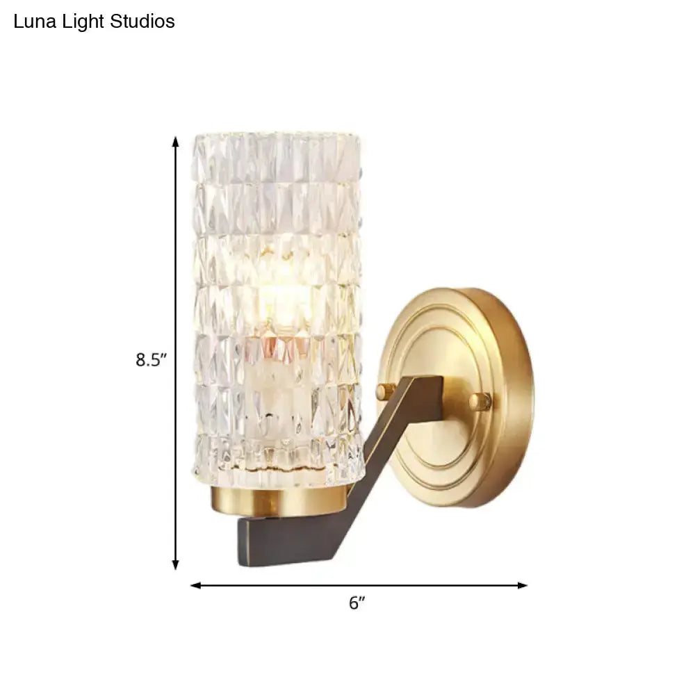 Brass Crystal Flush Wall Sconce and Bedside Lamp