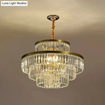 Modern brass crystal prism pendant light for living room with crystal strands Decorbites on Tampa Home & Garden Store