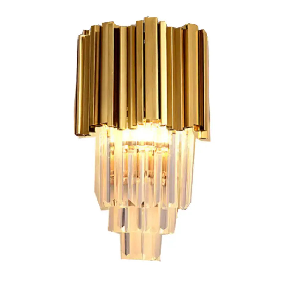 Modern Brass Crystal Prisms Wall Lamp Living Room