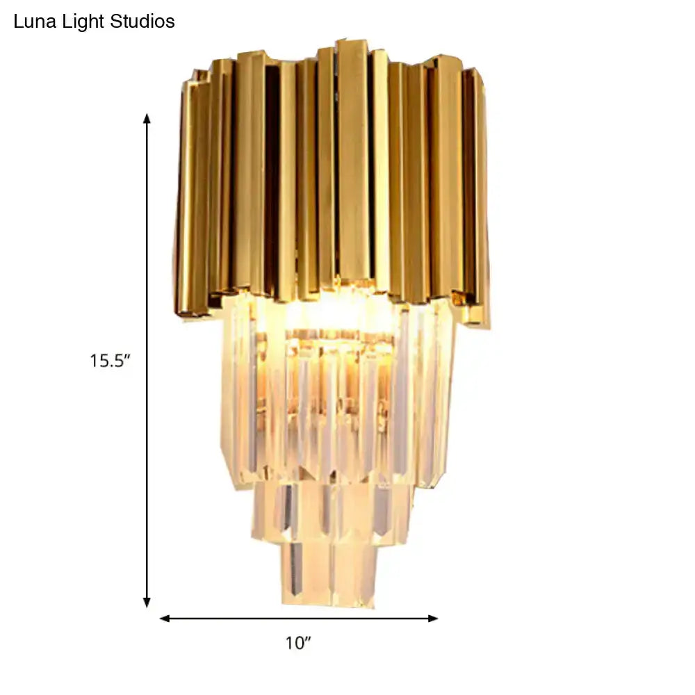 Modern Brass Crystal Prisms Wall Lamp Living Room