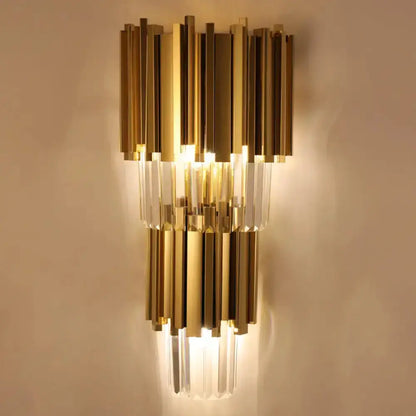 Modern Brass Crystal Prisms Wall Lamp Living Room