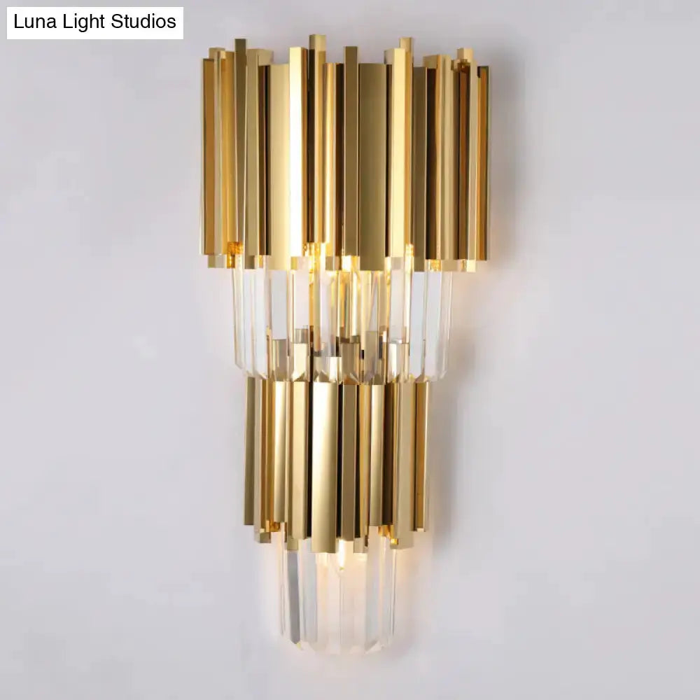Modern Brass Crystal Prisms Wall Lamp Living Room