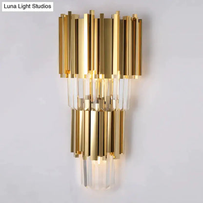 Modern Brass Crystal Prisms Wall Lamp Living Room