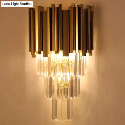 Modern Brass Crystal Prisms Wall Lamp Living Room