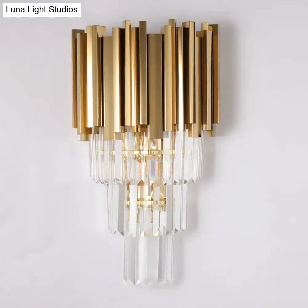 Modern Brass Crystal Prisms Wall Lamp Living Room