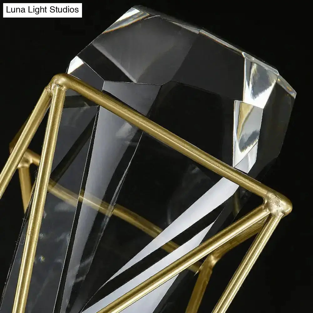 Modern Brass Crystal Rock Wall Sconce Fixture