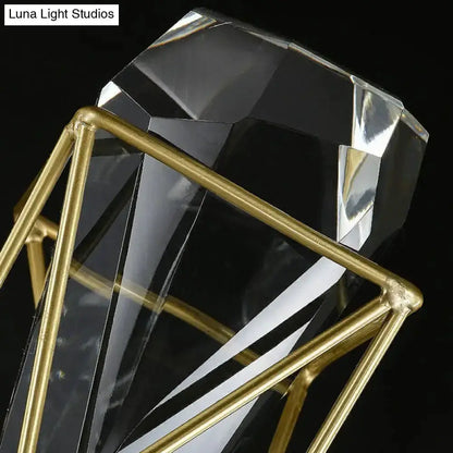 Modern Brass Crystal Rock Wall Sconce Fixture